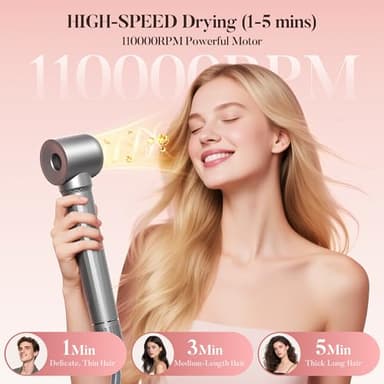 Easywave 7 in 1 Hair Styler & Hair Dryer Brush, 110,000 RPM High-Speed Blow Dryer with Negative Ions for Frizz-Free Styling Fast Drying Curling Volumizing Straightening, Hot Air Styler with Travel Bag - Image 3