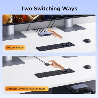 UGREEN USB-C+HDMI KVM Switch 1 Monitor 2 Computers with 4 USB 3.0 Ports 4K@60Hz Aluminum for 1 Laptop & 1 Desktop Share One Monitor Keyboard Mouse Printer with 1 HDMI Cable+2 Type-C Cables - Image 7