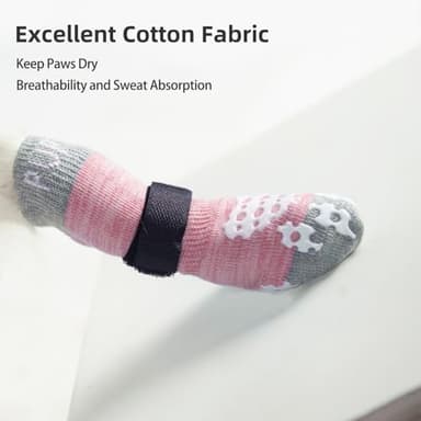 PUPTECK Anti-Slip Dog Socks with Double Sides Grips for Small Medium Large Dogs Hardwood Floors Prevents Licking, Dog Shoes for Hot Pavement Traction Control Paw Protector for Senior Dogs, Pink XS - Image 3