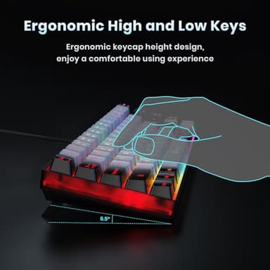 GEODMAER 65% Gaming Keyboard, Wired Backlit Mini Keyboard, Ultra-Compact Anti-Ghosting No-Conflict 68 Keys Membrane Gaming Wired Keyboard for PC Laptop Windows Gamer - Image 6