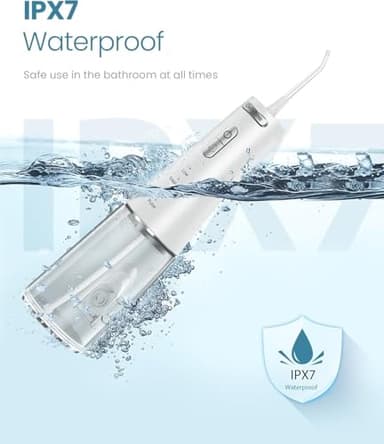 Onlyone Water Dental Flosser, 300ML Portable Oral Irrigator for Teeth, 4 Modes and 5 Jet Tips,Rechargeable Irrigation Cleaner,Electric Flossing Machine Power Flossers & Irrigator Accessories White - Image 6