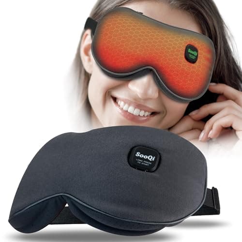 SooQi Rechargeable Cordless Heated Eye Mask - Weighted Compress with Graphene Heating for Dry Eyes, Fatigue, Sleep, and Travel - Image 1