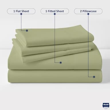 Cottingon 4 Pc Cot Sheets 28"x75" Set, 100% Egyptian Cotton, Perfect for Rollaway Beds, Narrow Twin, Camping, Cot Size, Rv Bunk, Guest Bed Replacement 7" Deep Mattress, Sage Solid - Image 4