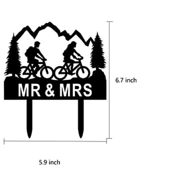 Funny Wedding Cake Topper - Groom and Bride with Backpacks on Mountain Bikes - Mountain Biker Couple Cake Topper, Mr&Mrs Wedding Cake Topper (Mountain Biker) - Image 7