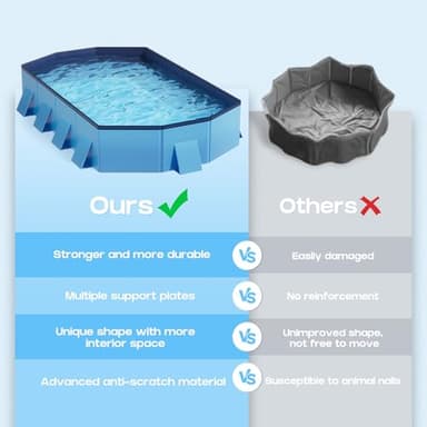 Raxurt Foldable Dog Pool for Unique Octagonal Structure, 82'' Durable Dog Pool with Reinforced Support Boards for Outside Backyard - Image 3