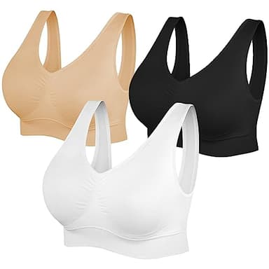 Womens Sports Bras, Yoga Comfort Seamless Stretchy Sports Bra for Women 3 Pack - Image 1