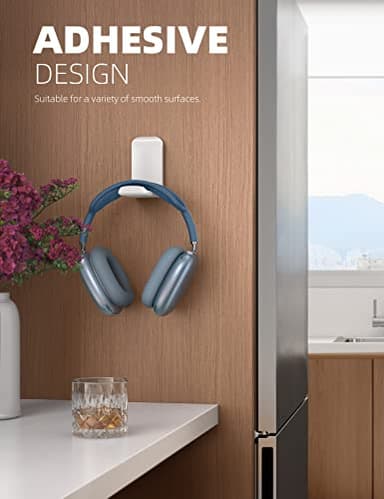 Lamicall Headphone Stand, Sticky Headset Hanger - Adhesive Headphone Holder Hook Mount, Headset Stand Holder Clip Under Desk, Earphone Clamp for Airpods Max, HyperX, Sennheiser, White - Image 3
