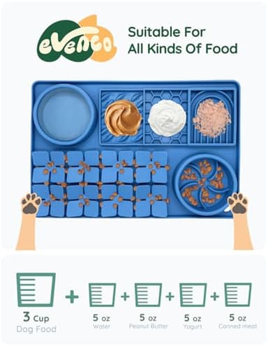 Evenco Slow Feeder Bowl, Silicone Lick Mat with Suction Cups for Dog Cat, Snuffle Mat for Pet Smell Training, Puzzle Toys for Bored Puppy, Interactive Sniff Mat for Slow Eating and Keep Busy, Blue - Image 5