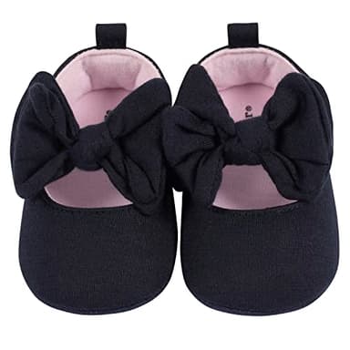 Gerber Newborn Infant Girls Ballet Crib Shoe, Black Bow, 6-9 Months - Image 4