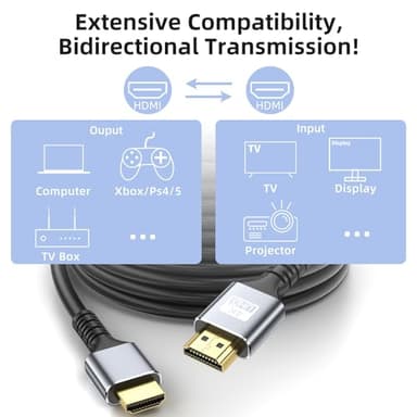 looyotul 4k Hdmi Cable 40ft Ultra High Speed HDMI 2.0 Cable 4K@60Hz 18gbps Gold Plated Connector 3D ARC Ethernet HDMI Cord for HDTV Monitor Laptop Roku TV Xbox PS4/PS5(Silvery) ﻿ - Image 2