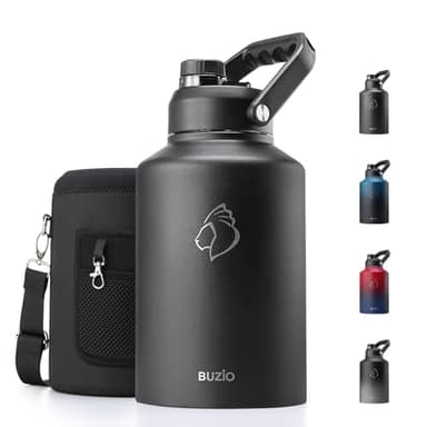 BUZIO 1 Gallon Water Bottle Insulated, (Cold for 48 Hrs) 3.58in Big Wide Mouth Leak Proof, 128oz Large Water Jug Stainless Steel Metal Flask with Handle for Camping,Outdoor Work,Travel,Hiking, Black - Image 8