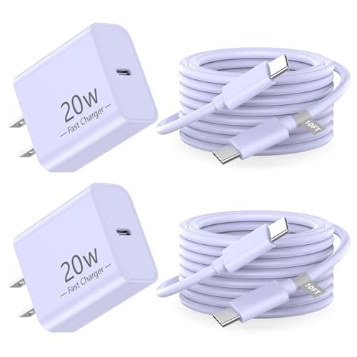 Matsusho iPhone 16 15 Charger Fast Charging 10 FT, 2 Pack 20W USB C Wall Charger with 10FT Type C Charger Fast Charging Cable for iPhone 17/17 Pro/17 Pro Max/Air/16/16 Pro/16 Pro Max/15 Pro Max,Purple - Image 1