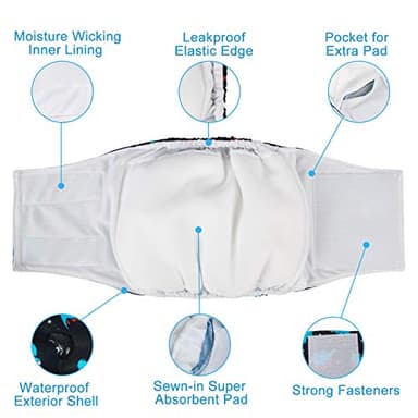 CuteBone Belly Wrap Male Dog Washable Puppy Diapers Reusable Doggie Diapers Medium 3pcs a Pack DM02M - Image 4