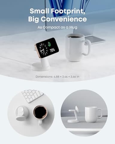 Anker MagSafe Charger Compatible, MagGo 3-in-1 Charging Station, Nano Charging Stand, Qi2 Certified 15W Magnetic Wireless Charger Dock, for iPhone17/16/15/14, Apple Watch,AirPods (Adapter Included) - Image 3