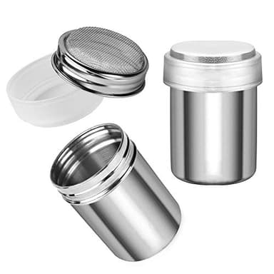 Accmor 2 Pack Powdered Sugar Shaker Duster, Cinnamon Shaker Flour Sifter, Fine Mesh Stainless Steel Dredge for Baking Soda Flour Cinnamon Cocoa - Image 1