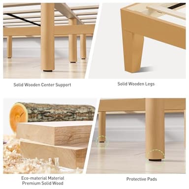 COLAMY 12 Inch Queen Size Platform Bed Frame，Sturdy Wood Bed Frame with Wood Slat Support, No Box Spring Needed, Easy Assembly(Rustic Pine) - Image 5