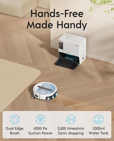 Yeedi Cube Robot Vacuum Cleaner, All-in-1 Vacuum and Mop (Auto Clean+Auto Empty), 5100Pa Suction Power with 180mins Runtime 8mm Mop Lifting, Compatible with Alexa - Image 5