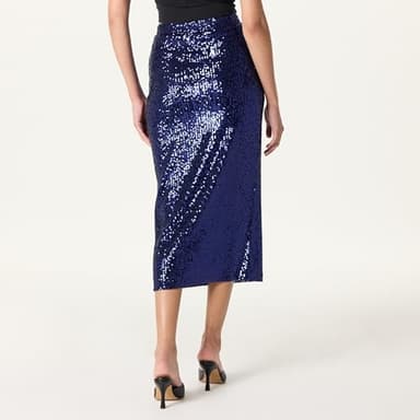 The Drop Women's Bianca Sequin Midi Skirt, Navy, XXS - Image 2