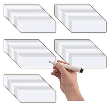 STTMGN Dry Erase Magnetic Name Tags,Magnets for Classroom(1x3,Pack of 100),Write On Labels,Waterproof/Reusable for Office&File Cabinet&Whiteboard&Fridge(White) - Image 1
