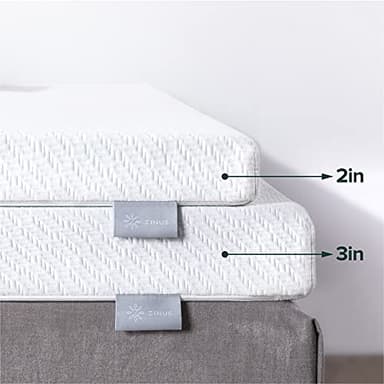 ZINUS 2 Inch Ultra Cooling Gel Memory Foam Mattress Topper with Cooling Cover, CertiPUR-US Certified, Twin, White - Image 2