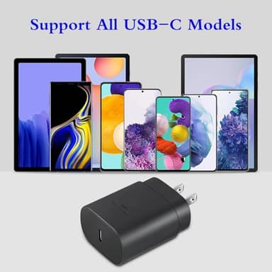 Type C Charger, 2-Pack 25W Type C Fast Charging Block with 6ft USB C Charger Cable Compatible with Galaxy S25 S24 S23 S22 S21+/Phone 16/16 Pro Max/15/15 Pro Max/15 Plus-Black - Image 7