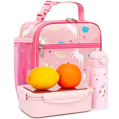 FlowFly Kids Lunch box Insulated Soft Bag Mini Cooler Back to School Thermal Meal Tote Kit for Girls, Boys, Unicorn - Image 6