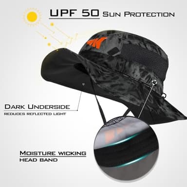 KastKing Sol Armis UPF 50 Boonie Hat - Sun Protection, Fishing, Beach & Hiking Hat, Blackout - Image 2