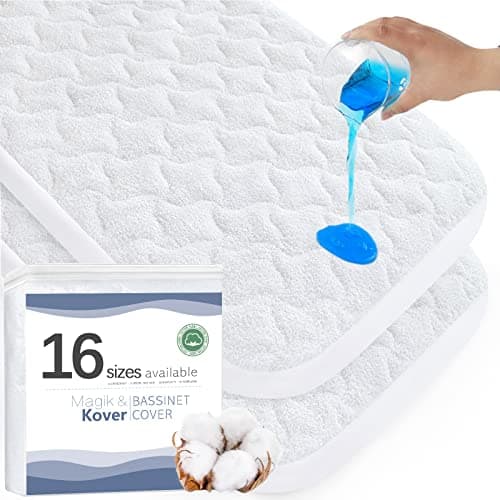 Bassinet Mattress Pad Cover 20" x 28"-Fit for Graco Travel Lite Crib/Sense2Snooze, Guava Lotus, Maxi-COSI Swift Lightweight, Waterproof Quilted Bassinet Mattress Protector - Image 1