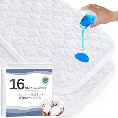 Bassinet Mattress Pad Cover 20" x 28"-Fit for Graco Travel Lite Crib/Sense2Snooze, Guava Lotus, Maxi-COSI Swift Lightweight, Waterproof Quilted Bassinet Mattress Protector - Image 1