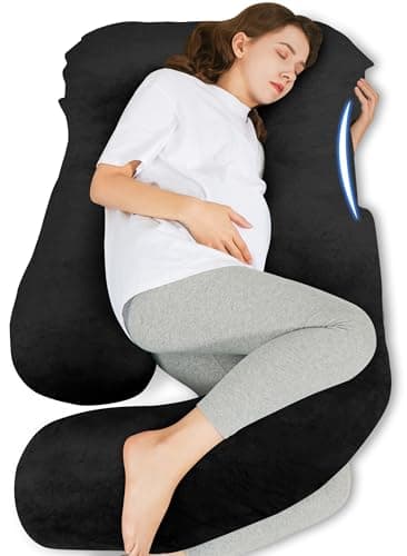 HIPHOP PANDA U-Shaped Pregnancy Pillow for Sleeping - Full Body Maternity Support Pillow with Removable Cover - Comfort for Back, HIPS, Legs, Belly - 57 Inch for Pregnant Women, Black - Image 1