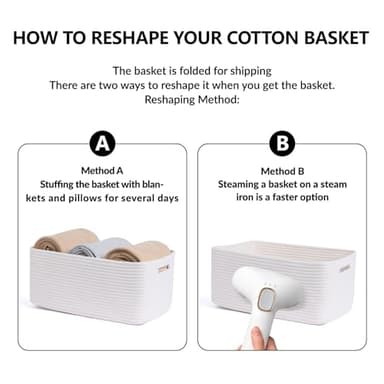 MiniArk Large Storage Baskets for Shelves, Closet Organizers Bins for Clothes Blanket Towels, Baby Nursery, Toy Baskets Box, Woven Rope Baskets, 17 x 13 x 7.5”, 2 Packs Off White - Image 7