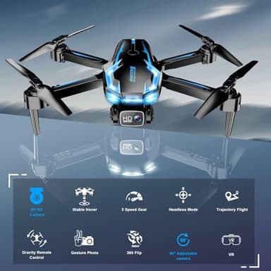 2K HD FPV Drone with Camera for Adults - Altitude Hold, One-Key Takeoff/Landing, 3 Speed Modes, Headless Mode, 2 Batteries, Foldable & Portable, Best Gifts for Beginners, Teen Boys & Girls - Image 3