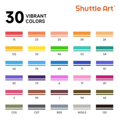 Shuttle Art 30 Colors Dual Tip Art Markers Permanent Marker Pens Highlighters Perfect for Illustration Adult Coloring Sketching and Card Making - Image 4