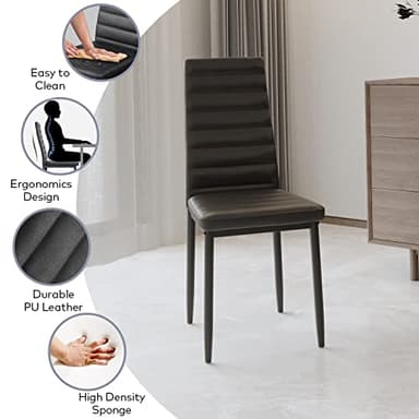 Gizoon Glass Dining Table Sets for 6, 7 Piece Kitchen Table and Chairs Set for 6 Person, PU Leather Modern Dining Room Sets for Home, Kitchen, Living Room - Image 6