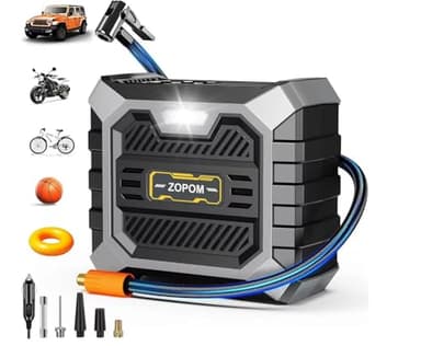 Tire Inflator Portable Air Compressor DC 12V Air Compressor Portable with Digital Pressure Gauge Air Pump for Car Tires - Car Accessories Bike, Ball, Motor (Light black) - Image 1