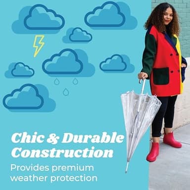 totes Adult Clear Bubble Umbrella with Dome Canopy and Lightweight Wind and Rain Protection - Image 3