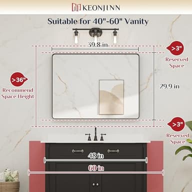 Keonjinn Matte White Bathroom Mirrors for Over Sink 40 x 30 Inch Large Rounded Rectangle Bathroom Mirror for Wall, Seamless Metal Frame Farmhouse Mirror, HD Tempered Glass(Horizontal/Vertical) - Image 6