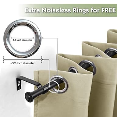 YeYeBest Curtain Rod 2 Pack - 28" to 64" for Windows Small Curtain Rod Set - Modern Simplicity Décor Style 5/8 Inch Metal Pole - Heavy Duty Drapery Rods with Brackets - Black - Image 5