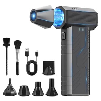 Compressed Air Duster, 8000mAh 130,000 RPM Keyboard Cleaner, Replace Compressed air can, Computer Accessories for Outdoors, PC, Electronics, Snow and Car Dust Off(Deep Black) - Image 1