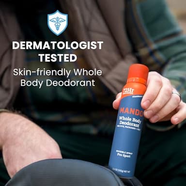 Mando Whole Body Deodorant For Men - Invisible Spray Deodorant - 72 Hour Odor Control - Low Irritation Formula - Aluminum Free, Benzene Free - 3.6 ounce Cans (Pack of 2) - Pro Sport - Image 7