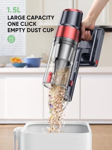 Cordless Vacuum Cleaner, 450W 40Kpa Stick Vacuum with Touch Screen, 55 Mins Runtime Rechargeable Vacuum, Lightweight Powerful Vacuum Cleaner for Home with 1.5L Cup for Pet Hair Carpet Hardwood Floor - Image 7