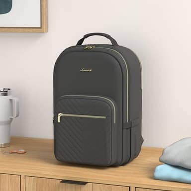 LOVEVOOK Laptop Backpack for Women 15.6 inch,Cute Womens Travel Backpack Purse,Professional Laptop Computer Bag,Waterproof Work Business College Teacher Bags Carry on Backpack with USB Port,Black - Image 2