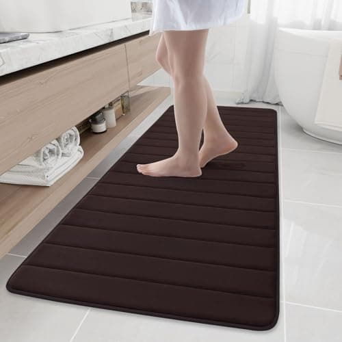 Buganda Memory Foam Bath Mat, 70" x 24", Ultra Soft and Non-Slip Bathroom Rugs, Water Absorbent and Machine Washable Bath Rug Runner for Bathroom, Shower, and Tub, Brown - Image 1