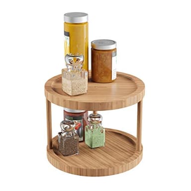 Classic Cuisine Lazy Susan – All-Natural Bamboo Round Two Tier Turntable Kitchen, Pantry and Vanity Organizer and Display with 10 Inch Diameter - Image 7