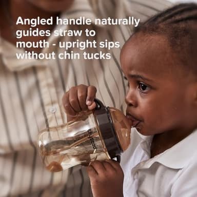 Thyseed PPSU Weighted Straw Cup with Handles Toddlers Transition Bottles to Sippy Cups No Spill Learner Milk Water Baby Bottle Soft Silicone Spout Dishwasher Safe BPA Free 6+ Months 10oz/300mL 1 Pack - Image 2