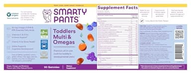 SmartyPants Toddler Multivitamin Gummies: Omega 3 Fish Oil (EPA/DHA), Vitamin D3, C, Vitamin B12, B6, A, K & Zinc, Biotin, Beta Carotene, Gluten Free, Three Fruit Flavors, 90 Count (30 Day Supply) - Image 12