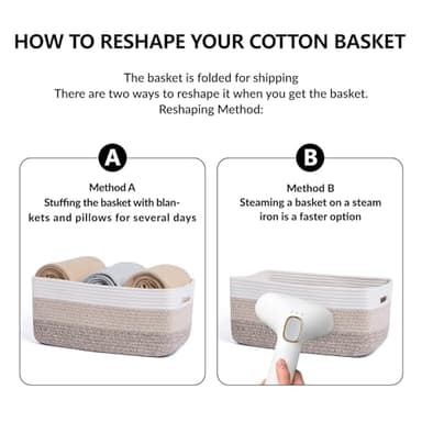 MiniArk Large Storage Baskets for Shelves, Closet Organizers Bins for Clothes Blanket Towels, Baby Nursery, Toy Baskets Box, Woven Rope Baskets, 17 x 13 x 7.5”, 2 Packs Gradient Brown - Image 7