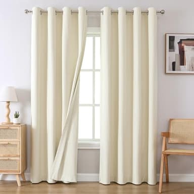 Airwill Grommet Blackout Curtains for Living Room Bedroom Window - Set of 2 Window Curtain Panels, Room Darkening, Thermal Insulated (W52 x L84 Inch, 2 Panels, Beige) - Image 7
