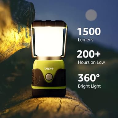 Lepro 1500LM Battery Powered LED Camping Lantern, Waterproof Tent Light with 4 Light Modes, Camping Essentials, Portable Lantern Flashlight for Camping, Emergency Light, Power Outage, Not Rechargeable - Image 3