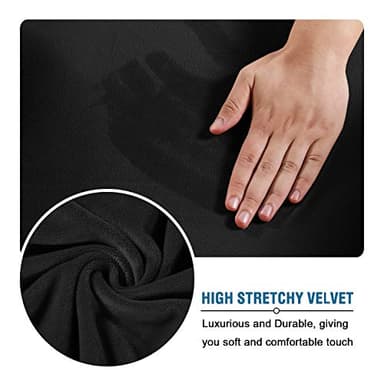 H.VERSAILTEX Modern Velvet Plush 4 Piece High Stretch Sofa Slipcover Sofa Cover Furniture Protector Form Fit Luxury Thick Velvet Sofa Cover for 3 Cushion Couch Width Up to 90 Inch (Sofa,Black) - Image 5